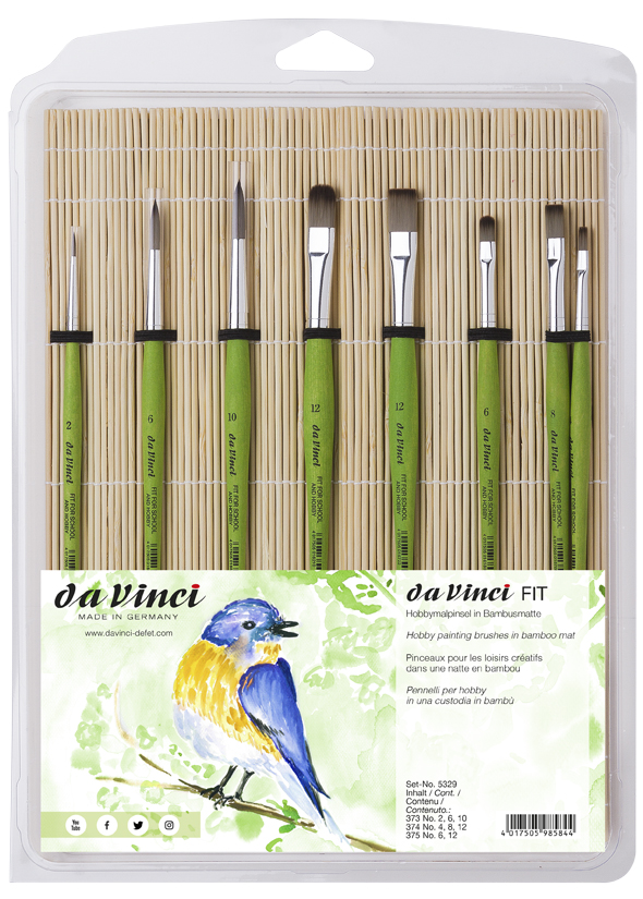 da Vinci Series 5329 FIT SYNTHETICS Hobby and school painting brush assortment in bamboo mat