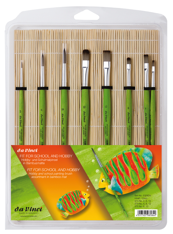 da Vinci Series 5329DV FIT SYNTHETICS Hobby and school painting brush assortment in bamboo mat