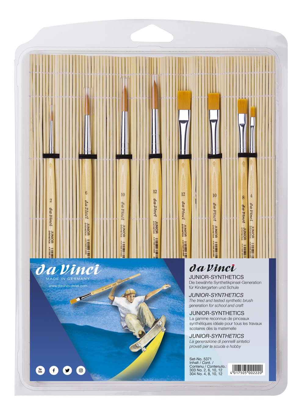 da Vinci Series 5371 da Vinci JUNIOR School brushes in bamboo mat